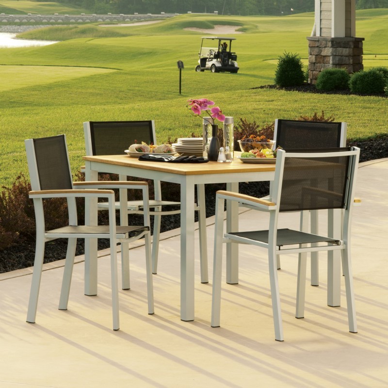 Travira Aluminum Outdoor Dining Set 5 piece Black Slings OGTVSB5SET