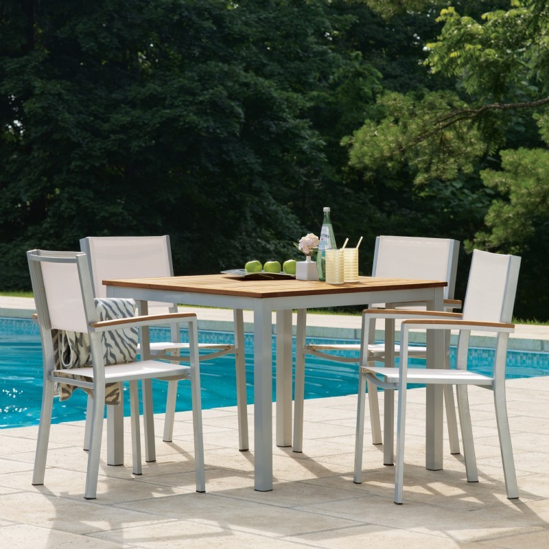 Travira Aluminum Outdoor Dining Set 5 piece Natural Slings OGTVSC5SET