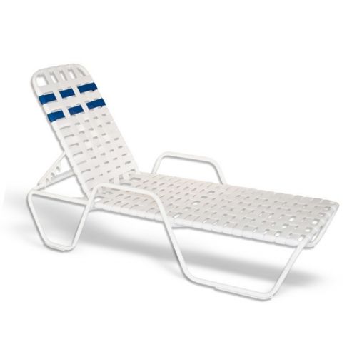 Strap Patio Stackable Criss Cross Chaise Lounge with Arms 79x27x12 White SFU-A-300-201-201