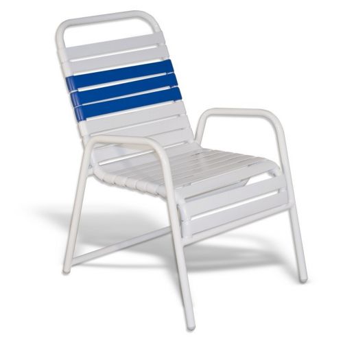 Strap Patio Stackable Dining Arm Chair White SFU-R-50-201-201