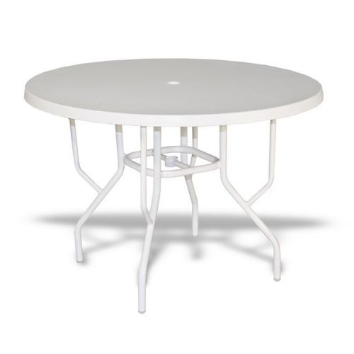 Strap Round Patio Dining Table with Fiberglass Top White 42" SFU-BB-42F-FU