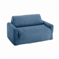 Fun Furnishings Blue Micro Suede Sofa Sleeper With Pillows FF-11231