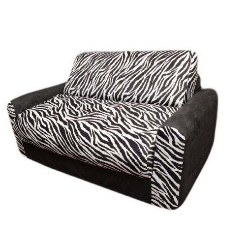 Fun Furnishings Black Zebra Sofa Sleeper With Pillows FF-11209