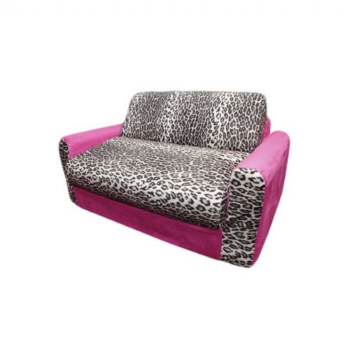Fun Furnishings Pink Leopard Sofa Sleeper With Pillows FF-11208