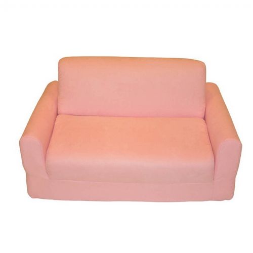 Fun Furnishings Pink Micro Suede Sofa Sleeper With Pillows FF-11230