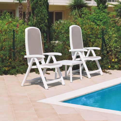 Delta Adjustable Folding Sling Chair Set 3 Piece - White Sand NR-DELTASET-00-124
