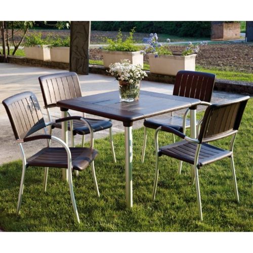 Musa Square Outdoor Dining Set 5 Piece Espresso NR-61050-SET5