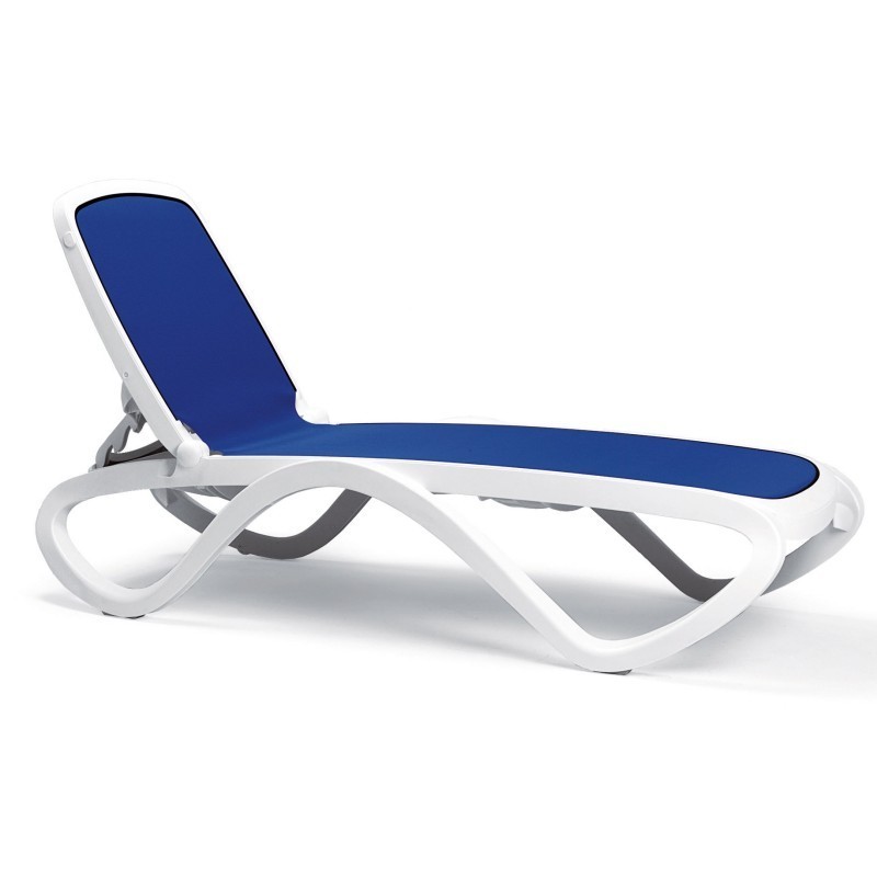 Adjustable Omega Sling Chaise Lounge White Blue NR4041700112