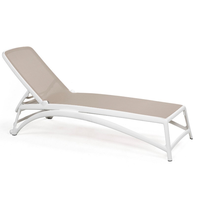 Atlantico Sunlounger Chaise Lounge in White with Tortora sling NR40450