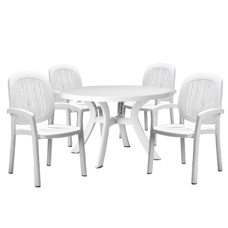 Ponza Resin Outdoor Dining Set 5 Piece White NRPONZASET5 CozyDays