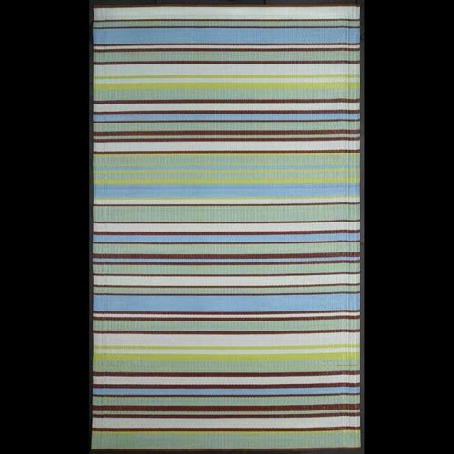 Outdoor Carpet Mat 5' × 8' Stripes Aqua Gray MMSTP58GA