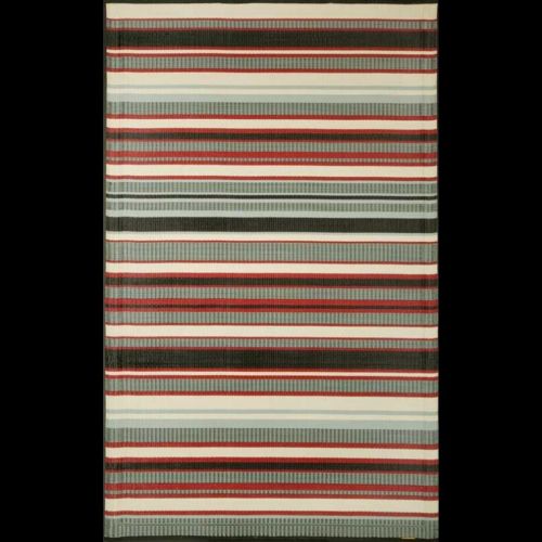 Outdoor Carpet Mat 5' × 8' Stripes Black Ivory MMSTP58BK