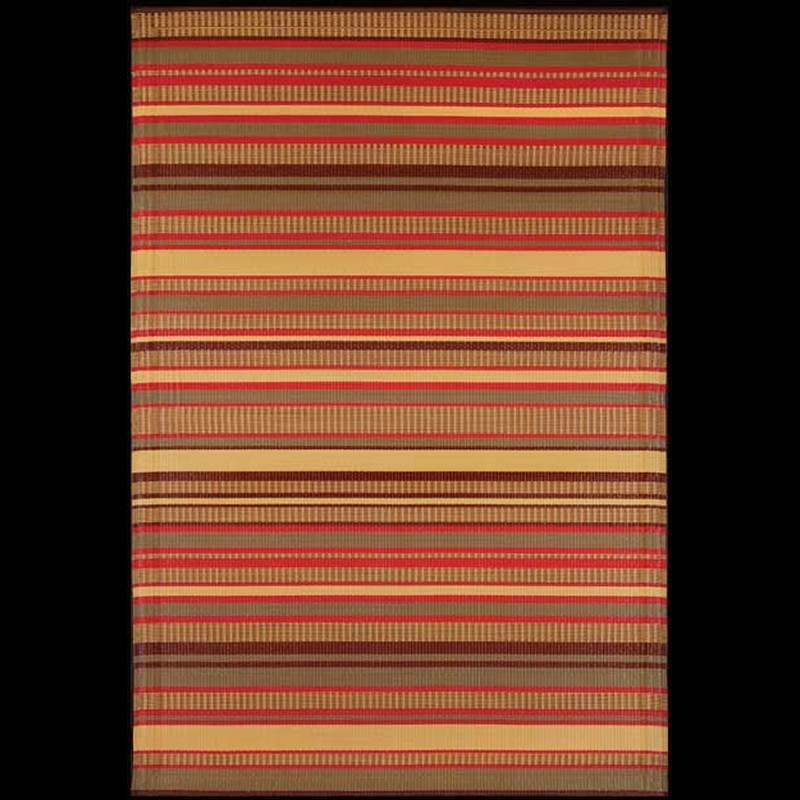 Outdoor Carpet Mat 5' × 8' Stripes Warm Brown MMSTP58WB CozyDays