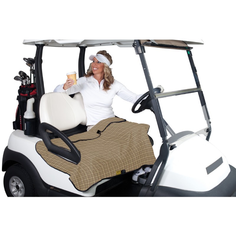 Golf Cart Seat Blanket Plaid with Gray Fleece CAX4001501370100