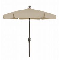 FiberBuilt 7.5ft Hexagon Beige Garden Tilt Umbrella with Champagne Bronze Frame FB7GCRCB-T