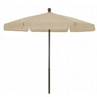 FiberBuilt 7.5ft Hexagon Beige Push Up Garden Umbrella with Champagne Bronze Frame FB7GPUCB