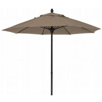 FiberBuilt 7.5ft Octagon Antique Beige Market Umbrella with Black Frame FB7MPUK