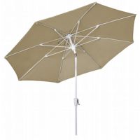 FiberBuilt 9ft Octagon Antique Beige Market Tilt Umbrella with White Frame FB9MCRW-T