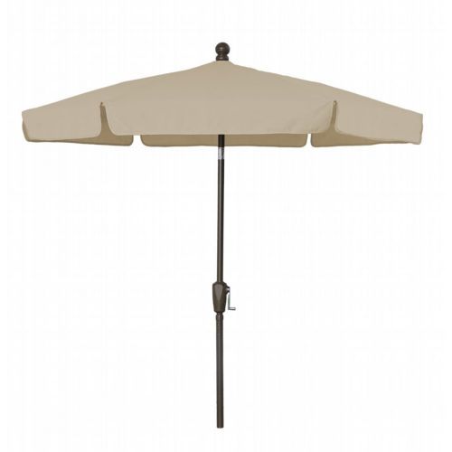 FiberBuilt 7.5ft Hexagon Beige Garden Tilt Umbrella with Champagne Bronze Frame FB7GCRCB-T-BEIGE