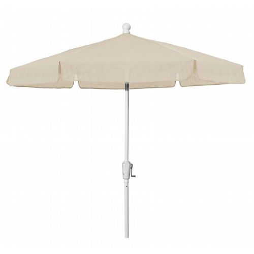 FiberBuilt 7.5ft Hexagon Beige Garden Tilt Umbrella with White Frame FB7GCRW-T-BEIGE