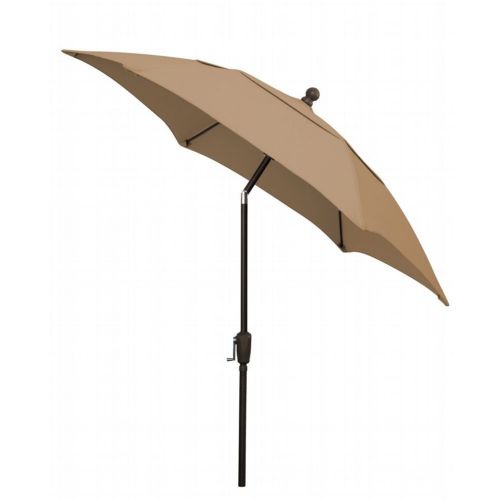 FiberBuilt 7.5ft Hexagon Beige Patio Tilt Umbrella with Champagne Bronze Frame FB7HCRCB-T-BEIGE