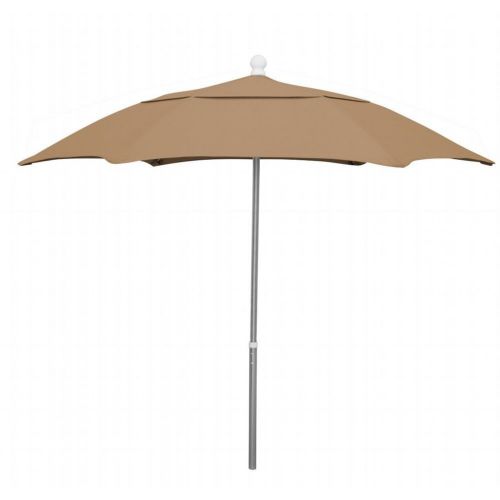 FiberBuilt 7.5ft Hexagon Beige Patio Umbrella with Bright Aluminum Frame FB7HPUA-BEIGE