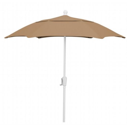 FiberBuilt 7.5ft Hexagon Beige Patio Umbrella with White Frame FB7HCRW-BEIGE