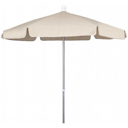 FiberBuilt 7.5ft Hexagon Beige Push Up Garden Umbrella with Bright Aluminum Frame FB7GPUA-BEIGE
