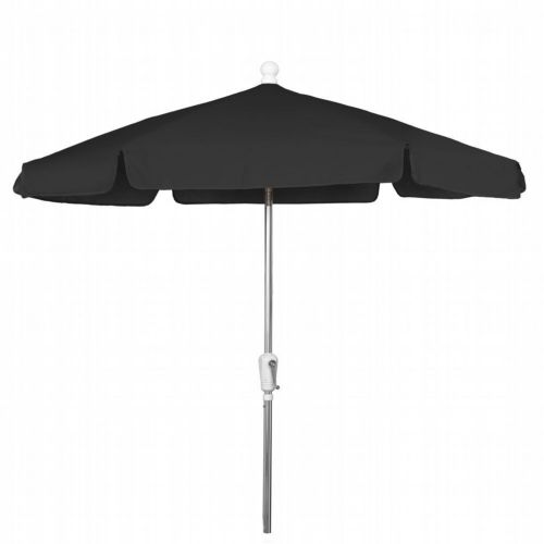 FiberBuilt 7.5ft Hexagon Black Garden Tilt Umbrella with Bright Aluminum Frame FB7GCRA-T-BLACK