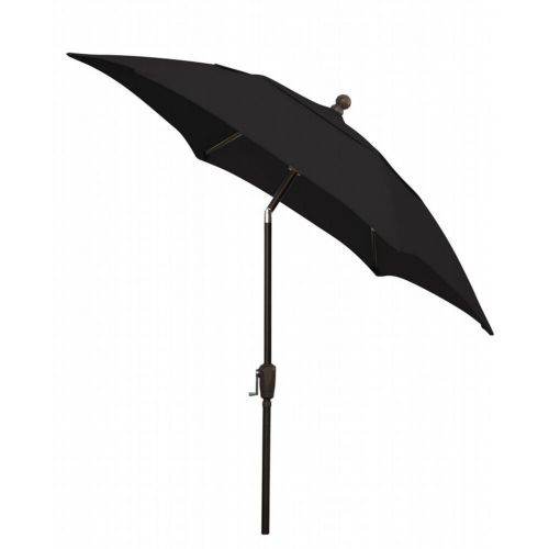 FiberBuilt 7.5ft Hexagon Black Patio Tilt Umbrella with Champagne Bronze Frame FB7HCRCB-T-BLACK