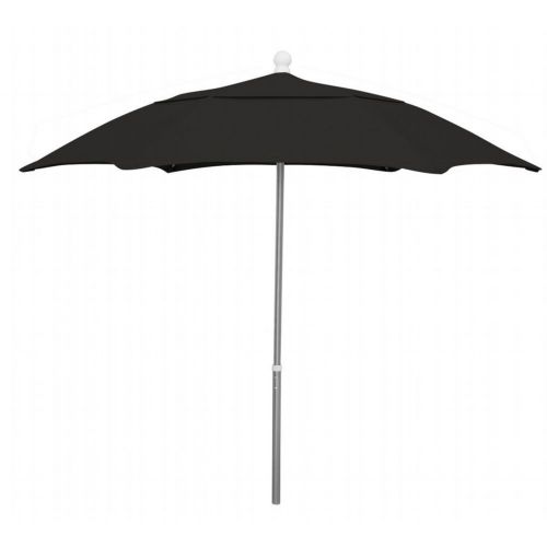 FiberBuilt 7.5ft Hexagon Black Patio Umbrella with Bright Aluminum Frame FB7HPUA-BLACK