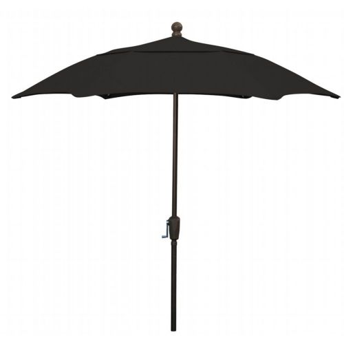 FiberBuilt 7.5ft Hexagon Black Patio Umbrella with Champagne Bronze Frame FB7HCRCB-BLACK