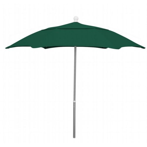 FiberBuilt 7.5ft Hexagon Forest Green Patio Umbrella with Bright Aluminum Frame FB7HPUA-FOREST-GREEN