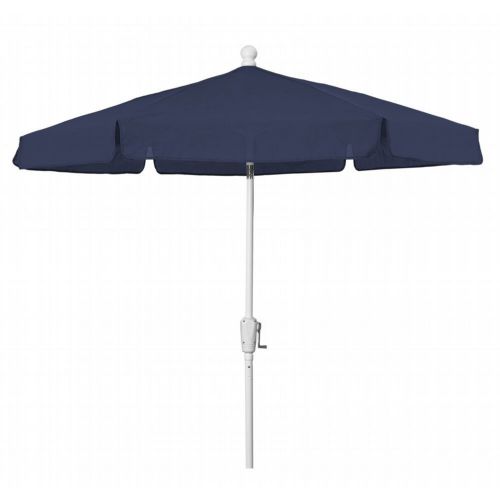 FiberBuilt 7.5ft Hexagon Navy Blue Garden Tilt Umbrella with White Frame FB7GCRW-T-NAVY-BLUE