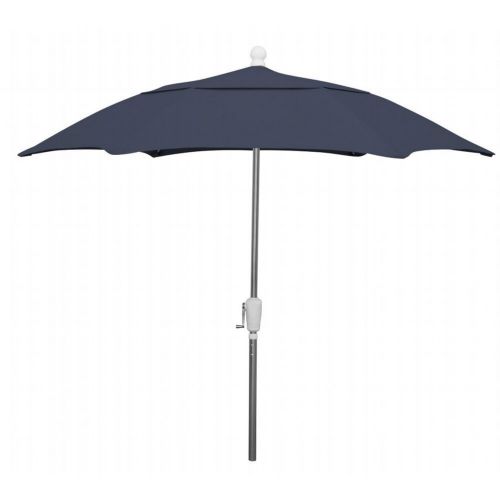 FiberBuilt 7.5ft Hexagon Navy Blue Patio Umbrella with Bright Aluminum Frame FB7HCRA-NAVY-BLUE
