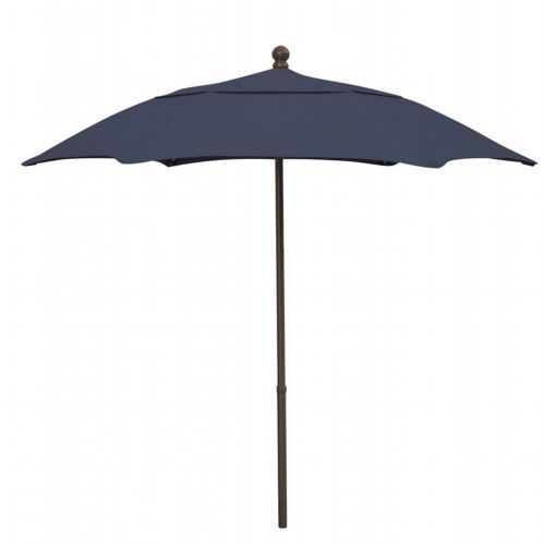 FiberBuilt 7.5ft Hexagon Navy Blue Patio Umbrella with Champagne Bronze Frame FB7HPUCB-NAVY-BLUE