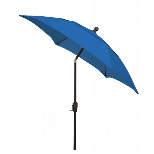 FiberBuilt 7.5ft Hexagon Pacific Blue Patio Tilt Umbrella with Champagne Bronze Frame FB7HCRCB-T-PACIFIC-BLUE