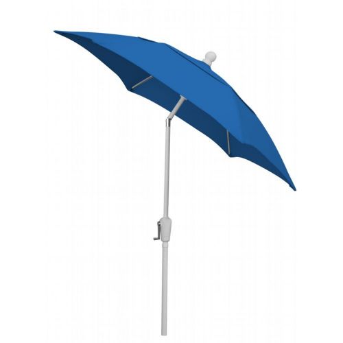 FiberBuilt 7.5ft Hexagon Pacific Blue Patio Tilt Umbrella with White Frame FB7HCRW-T-PACIFIC-BLUE