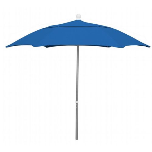 FiberBuilt 7.5ft Hexagon Pacific Blue Patio Umbrella with Bright Aluminum Frame FB7HPUA-PACIFIC-BLUE