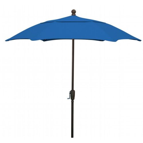 FiberBuilt 7.5ft Hexagon Pacific Blue Patio Umbrella with Champagne Bronze Frame FB7HCRCB-PACIFIC-BLUE