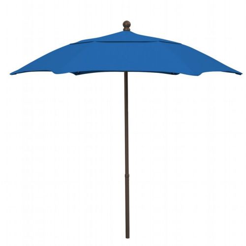 FiberBuilt 7.5ft Hexagon Pacific Blue Patio Umbrella with Champagne Bronze Frame FB7HPUCB-PACIFIC-BLUE