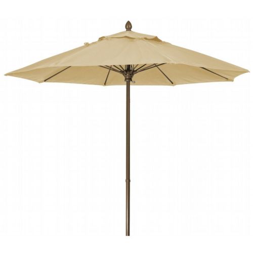 FiberBuilt 7.5ft Octagon Antique Beige Market Umbrella with Champagne Bronze Frame FB7MPUCB-8600
