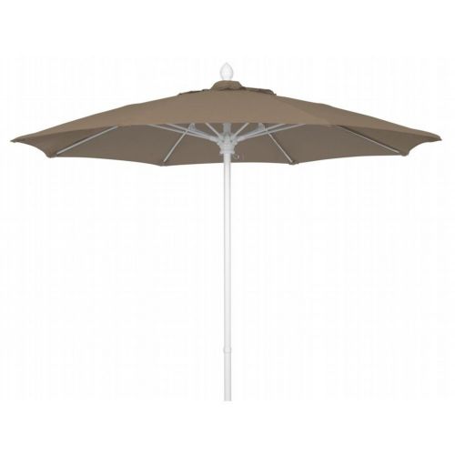 FiberBuilt 7.5ft Octagon Antique Beige Market Umbrella with White Frame FB7MPUW-8600