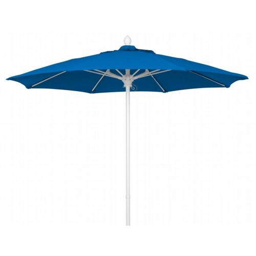FiberBuilt 7.5ft Octagon Pacific Blue Market Umbrella with White Frame FB7MPUW-8602