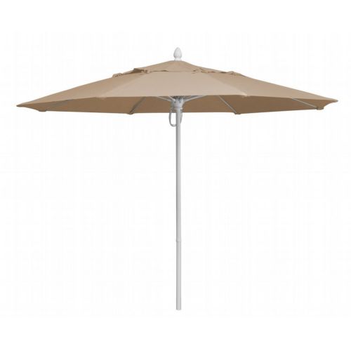 FiberBuilt 9ft Octagon Antique Beige Market Umbrella with White Frame FB9MPPW-8600