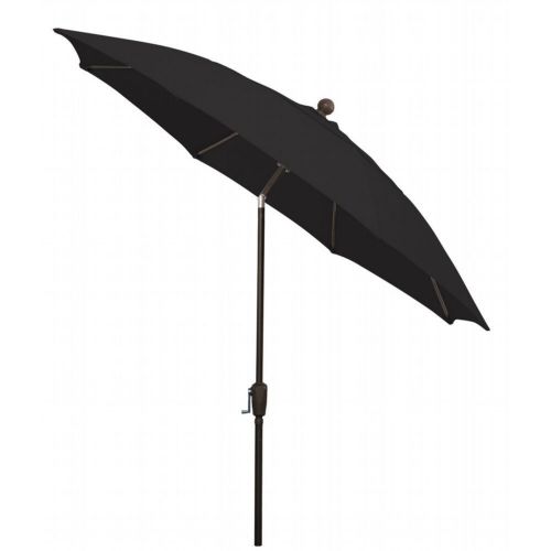 FiberBuilt 9ft Octagon Black Patio Tilt Umbrella with Champagne Bronze Frame FB9HCRCB-T-BLACK