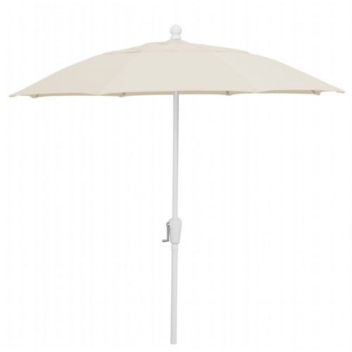 FiberBuilt 9ft Octagon Natural Patio Umbrella with White Frame FB9HCRW-NATURAL
