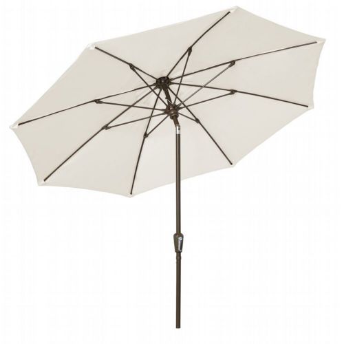 FiberBuilt 9ft Octagon Natural White Market Tilt Umbrella with Champagne Bronze Frame FB9MCRCB-T-8605