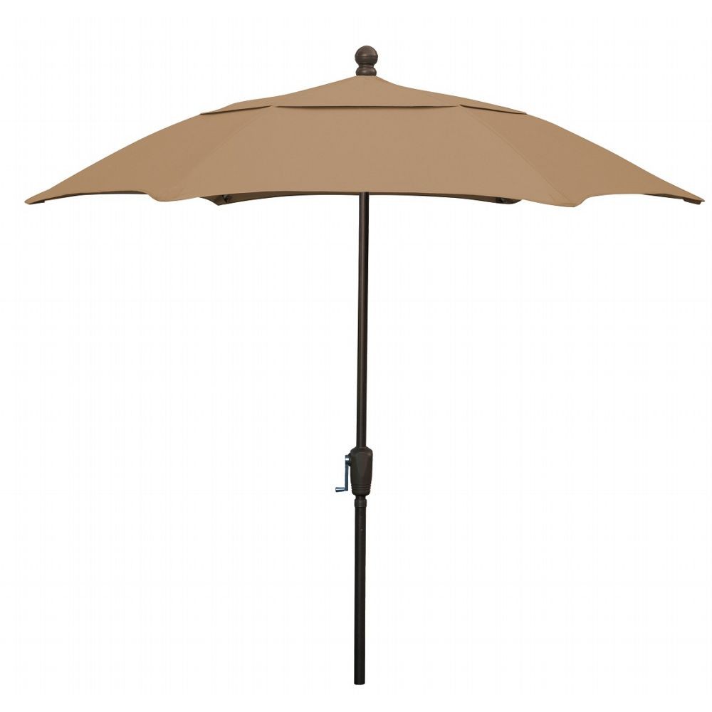 FiberBuilt 7.5ft Hexagon Beige Patio Umbrella with Champagne Bronze ...