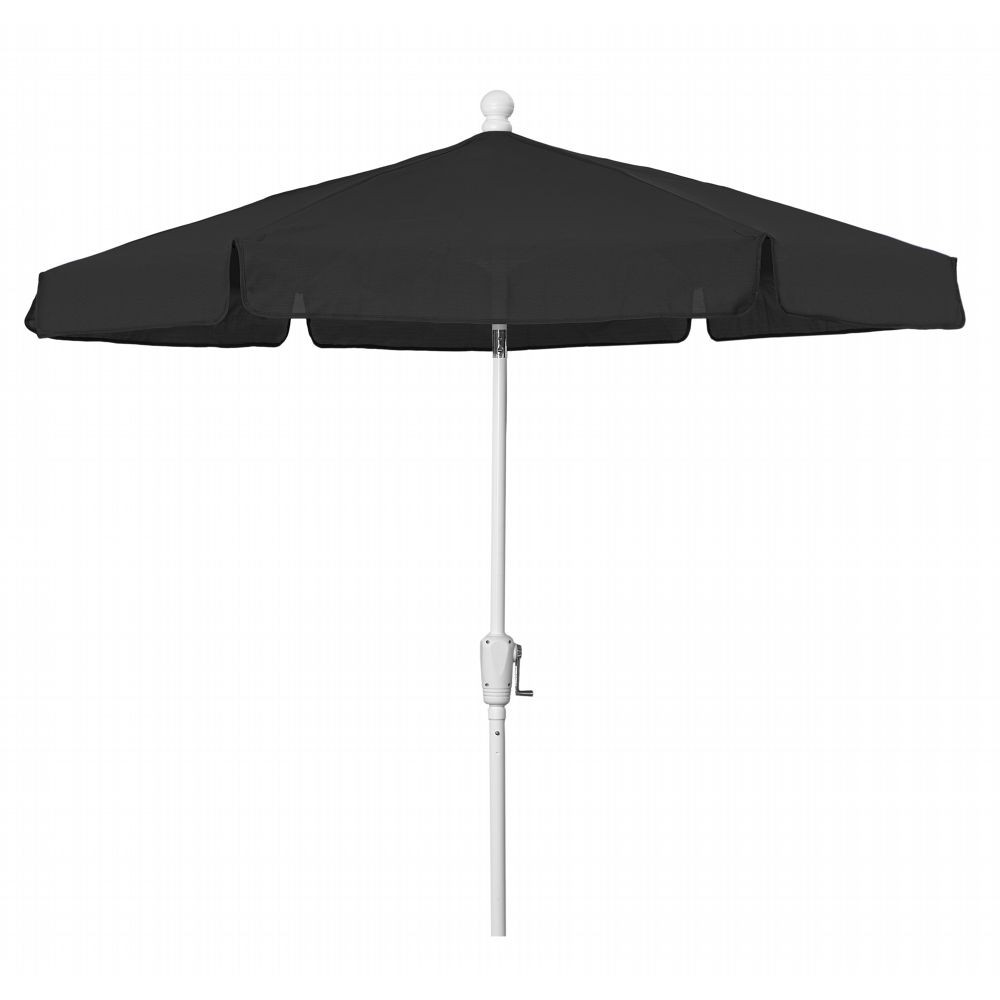 FiberBuilt 7.5ft Hexagon Black Garden Tilt Umbrella with White Frame